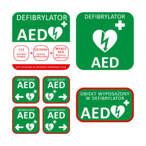 zestaw tablic informacyjnych aed 7 sztuk