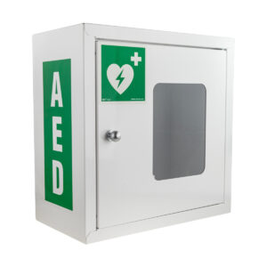 Szafka wewnętrzna metalowa aed magnes alarm – skrzynka ścienna Supron 3 z alarmem i zamkiem magnetycznym