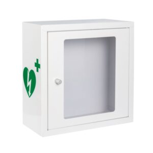 mala bialo zielona szafka aed asb2000 kompaktowa metalowa z zamkiem magnetycznym white green 30x30x13