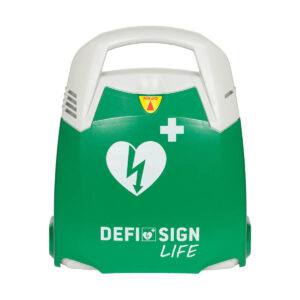 defibrylator AED DefiSign LIFE półautomatyczny z widocznym przyciskiem wstrząsu
