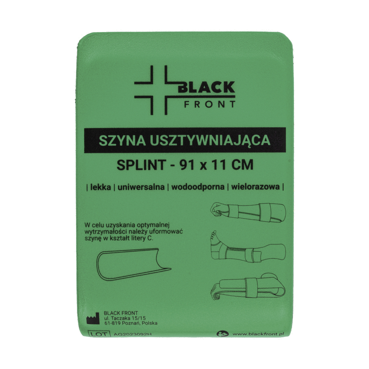 Szyna unieruchamiajaca SPLINT 11 x 91 cm kolor zielony